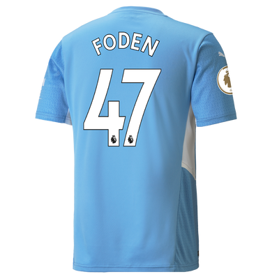 Camiseta 1ª Equipación Manchester City 21/22 con estampado de Phil Foden