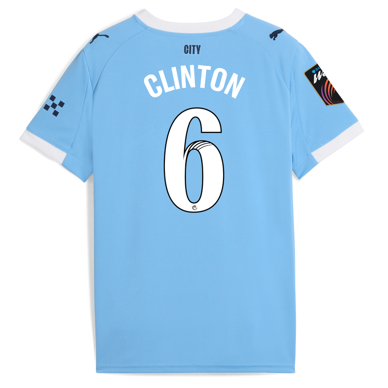 Kids' Man City Home Jersey 2025/26 With CLINTON 6  Printing  blue - Check out all Manchester City t-shirts online - Official Manchester City FC store