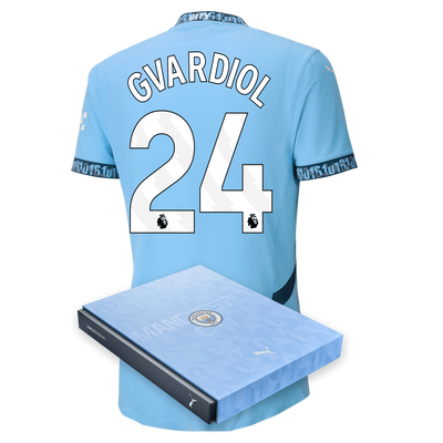 Manchester City Authentic Home Jersey 2024/25 with GVARDIOL 24 printing in Gift Box