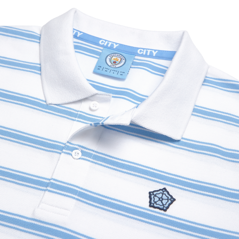 MCFC FW MENS ROSE STRIPE POLO - white