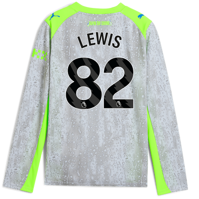 Kinder Manchester City 2025/26 Derde Shirt met lange mouwen met bedrukking van LEWIS 82 Printing