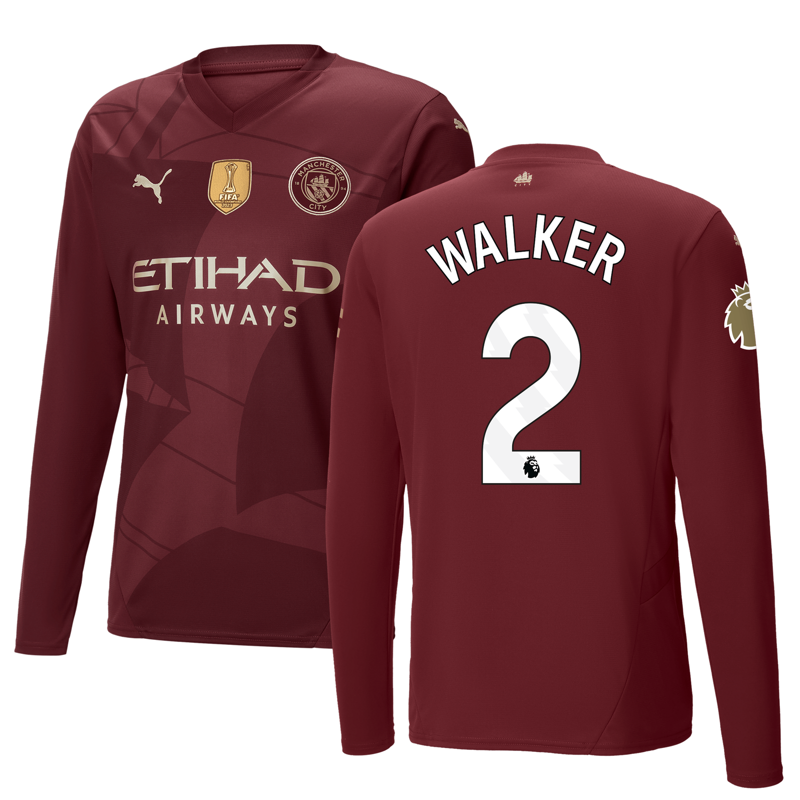 Manchester City Authentic Third Jersey 2024/25 Long Sleeve With WALKER 2  Printing
