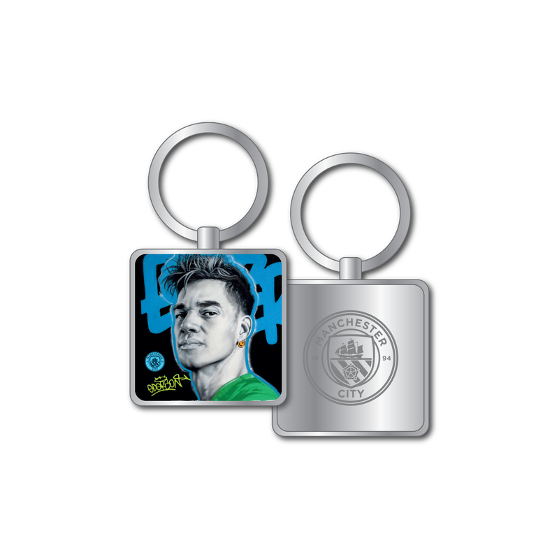 Man City Ederson Mural Keyring blue - Check out all Manchester City key rings online - Official Manchester City FC store