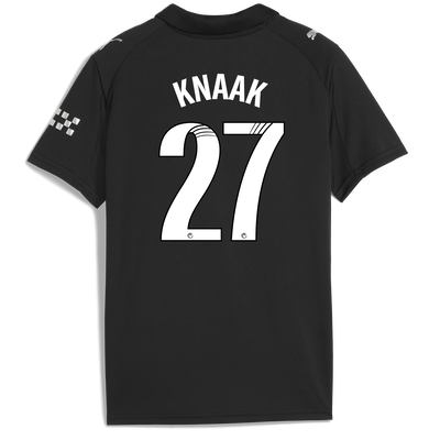 Kids' Manchester City Away Jersey 2025/26 With KNAAK 27 Printing
