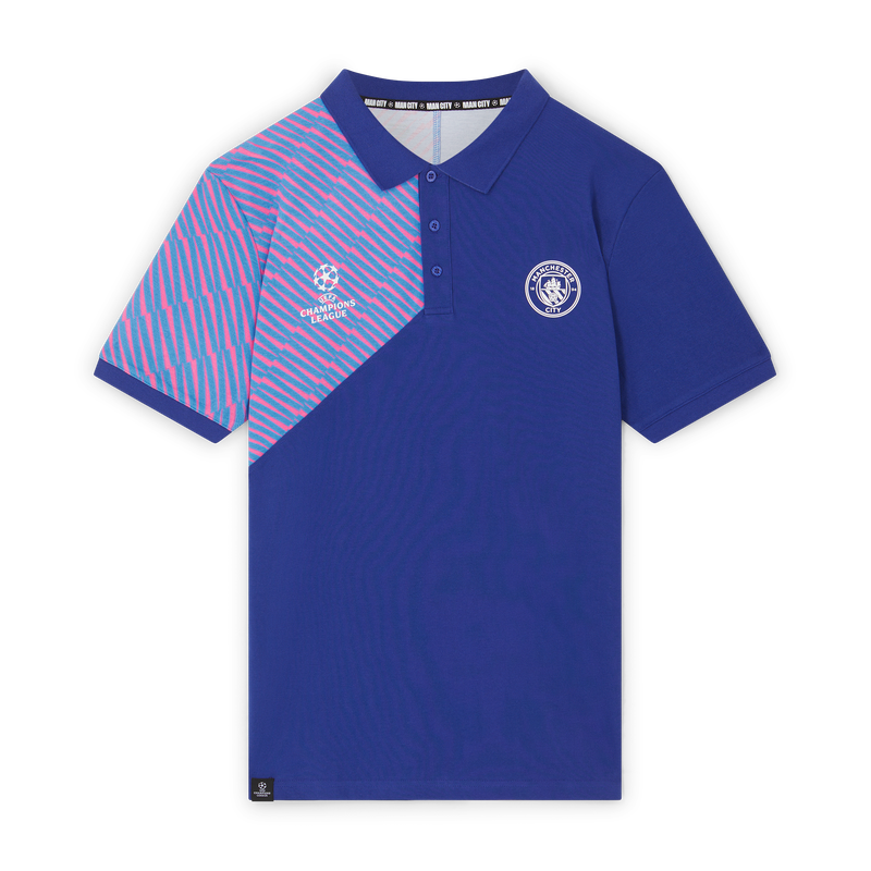 MCFC UCL MENS LIGHTNING POLO - navy