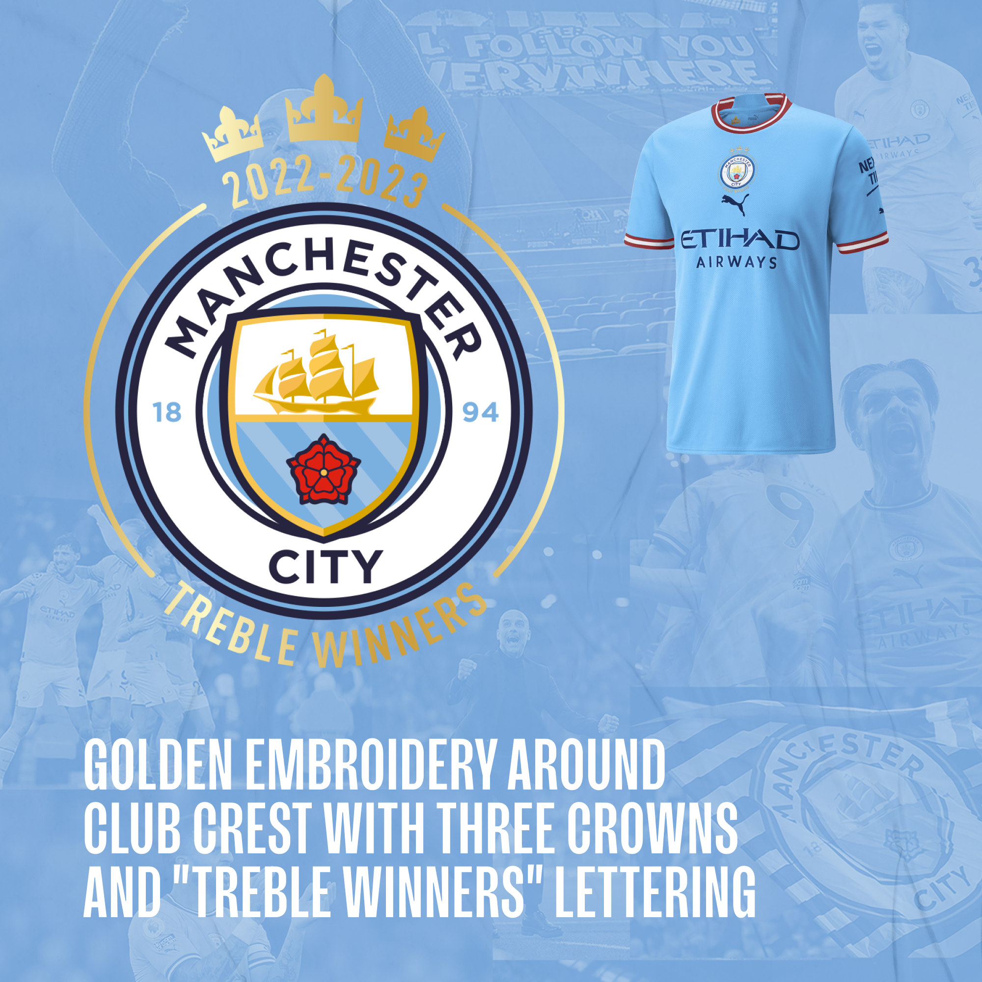 Manchester City Treble Winners Commemorative Jersey 2022/23 In Gift Box |  Official Man City Store