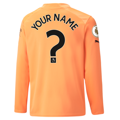 Kids' Manchester City Goalkeeper Jersey 22/23 Long Sleeve with custom printing