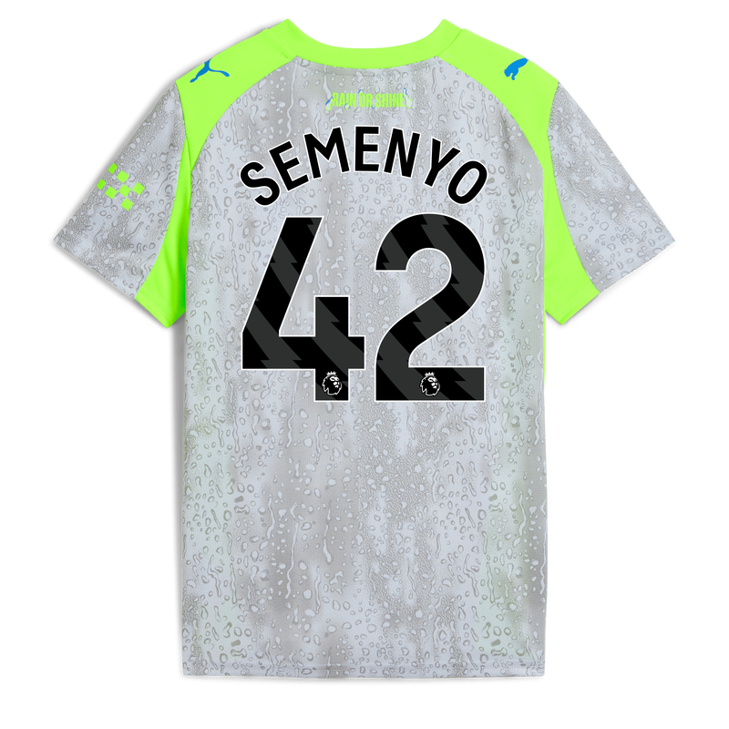 Kids' Man City 3rd Jersey 2025/26 With SEMENYO 42 Printing blue - Check out all Manchester City t-shirts online - Official Manchester City FC store