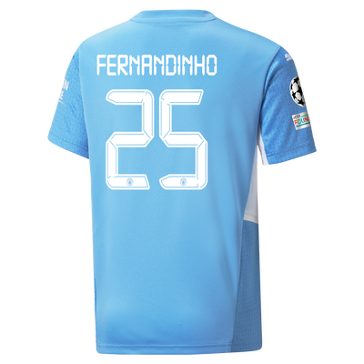 Kids Manchester City Home Shirt 21/22 with Fernandinho printing