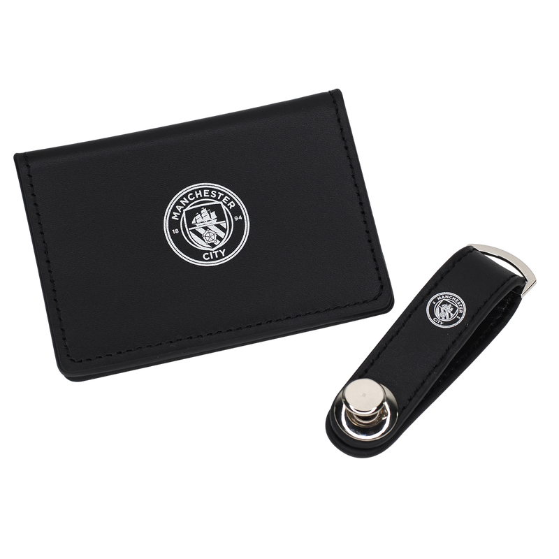 MCFC LUXURY CARDHOLDER &KEYRING - black