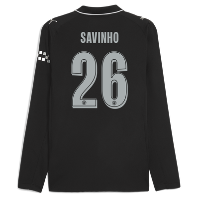 Manchester City Away Authentic Jersey 2025/26 Long Sleeve With SAVINHO 26 Printing