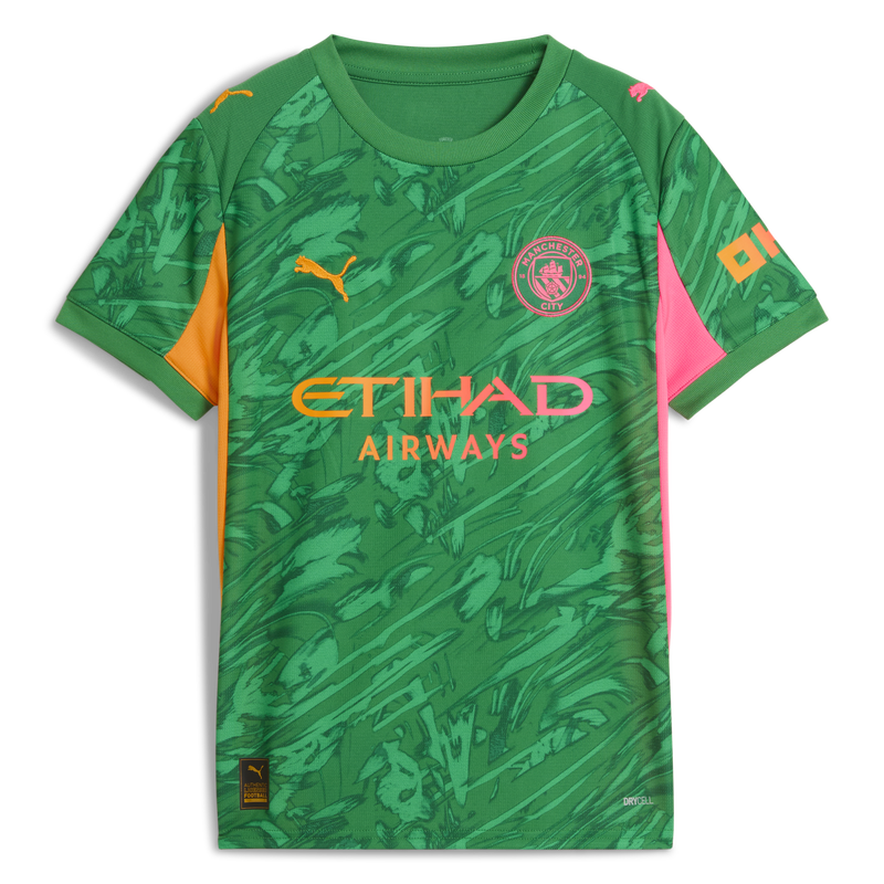 Kids' Man City Goalkeeper Jersey 2025/26 green unisex - Size 13/14 from polyester  - Official Manchester City FC store