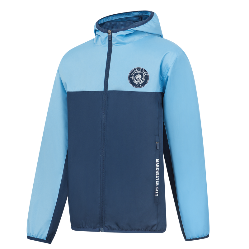 Kids' Man City Showerproof Jacket blue unisex - Size 6/7 from polyester  - Official Manchester City FC store