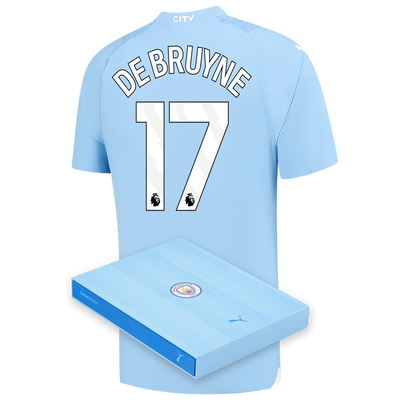 Manchester City Authentic Heimtrikot 2023/24 mit DE BRUYNE 17 Aufdruck in Geschenkbox