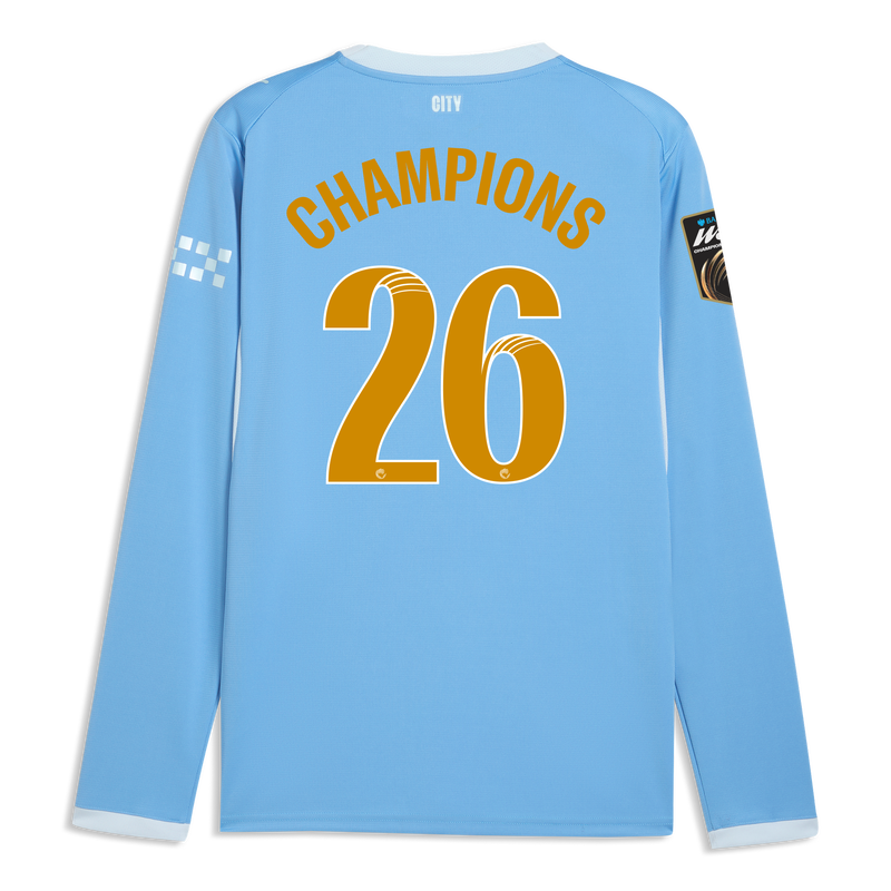 Man City Home Jersey 2026/27 Long Sleeve With CHAMPIONS 26 Printing Printing  blue-icy blue - Check out all Manchester City t-shirts online