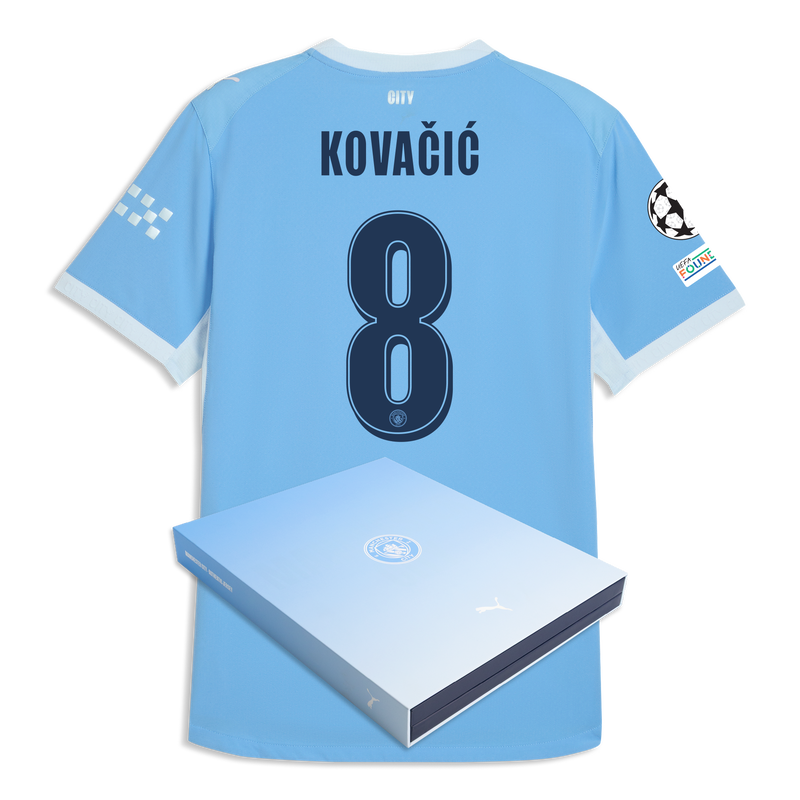 Man City Home Authentic Jersey 2026/27 With KOVAČIĆ 8 Printing in Gift Box  blue-icy blue - Size L from polyester for males