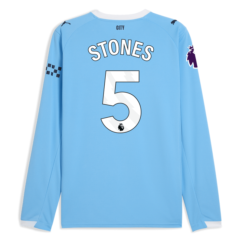 Man City Home Jersey 2025/26 Long Sleeve With STONES 5 Printing  blue - Check out all Manchester City t-shirts online - Official Manchester City FC store