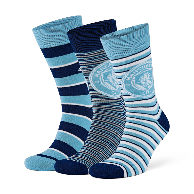 MCFC FW 3PK STRIPE SOCKS - blue