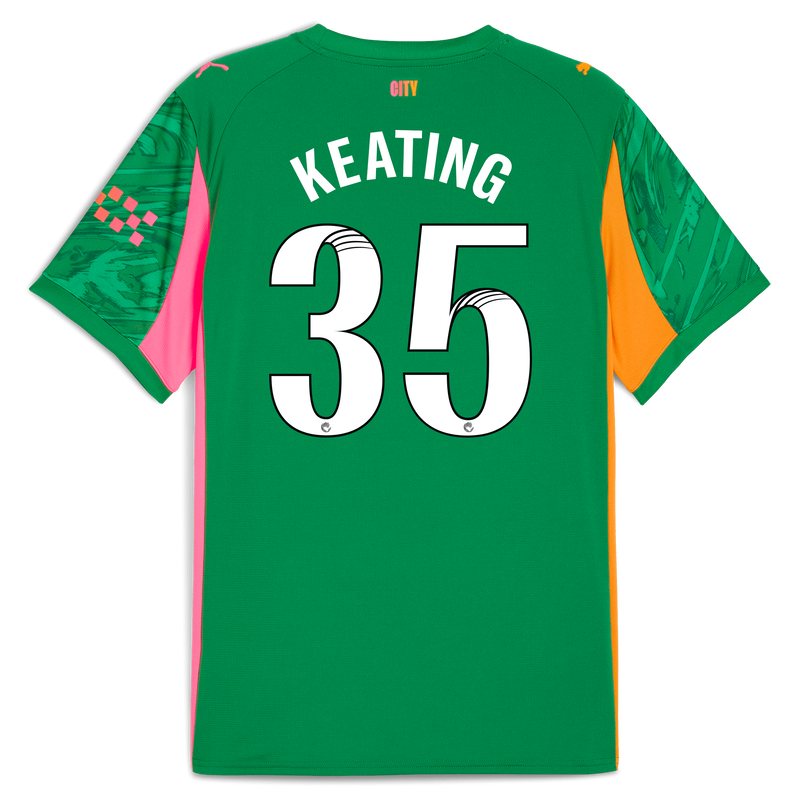 Man City Goalkeeper Jersey 2025/26 With KEATING 35 Printing green - Check out all Manchester City t-shirts online - Official Manchester City FC store