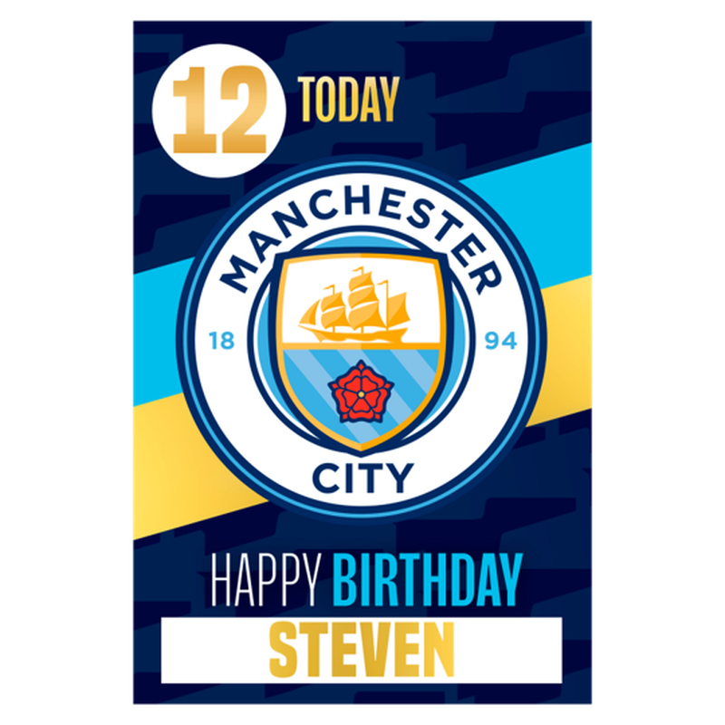 MCFC NAME BIRTHDAY CARD - navy