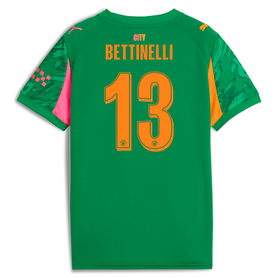 Kids' Manchester City Goalkeeper Jersey 2025/26 With BETTINELLI 13 Printing
