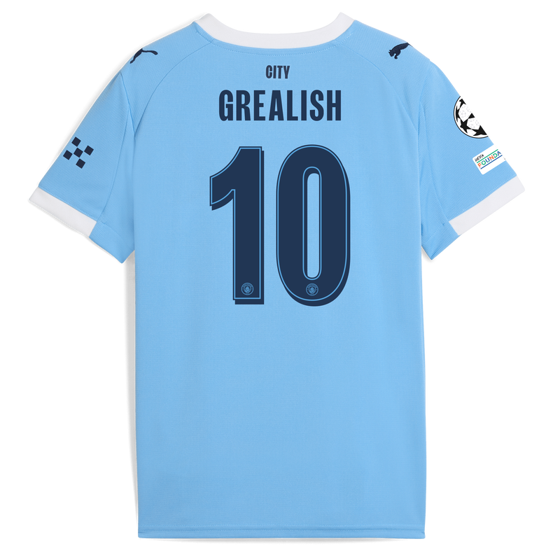 Kids' Man City Home Jersey 2025/26 With GREALISH 10 Printing  blue - Check out all Manchester City t-shirts online - Official Manchester City FC store