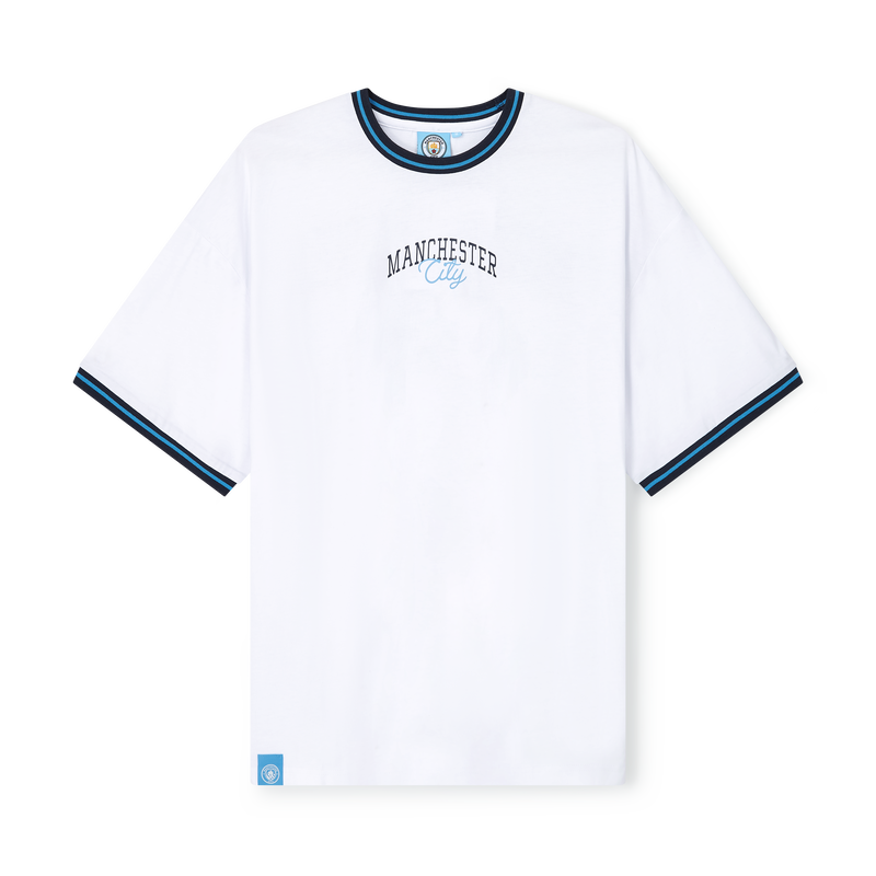 Man City Varsity Ringer Tee white - Check out all Manchester City t-shirts online - Official Manchester City FC store