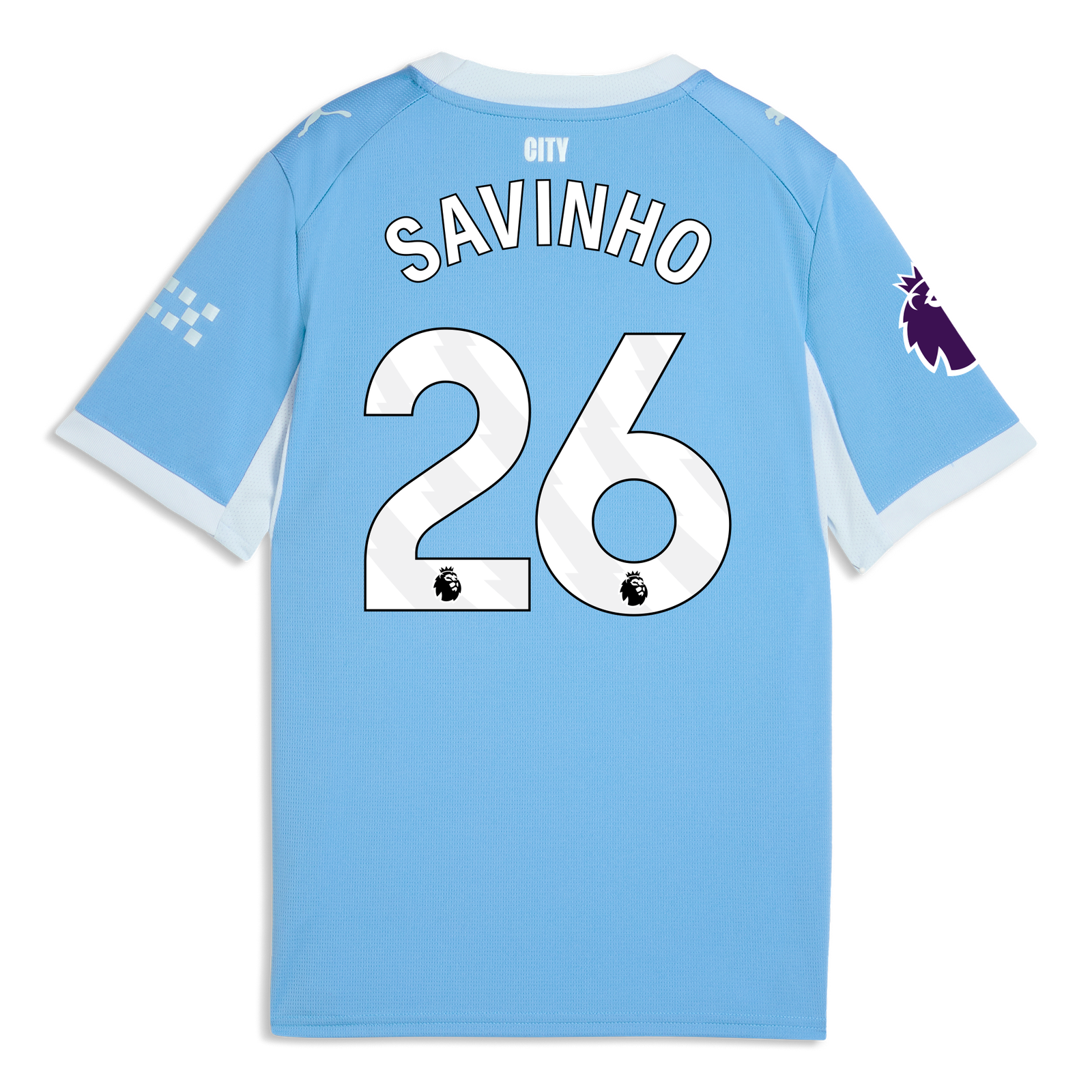 Kids' Manchester City Home Jersey 2026/27 With SAVINHO 26 Printing