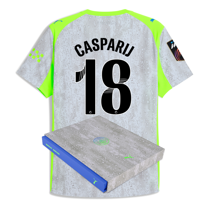 Man City 3rd Authentic Jersey 2025/26 With CASPARIJ 18 Printing in Gift Box blue - Check out all Manchester City t-shirts online