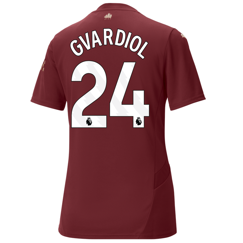 Women's Man City 3rd Jersey 24/25 With GVARDIOL 24 Printing burgundy - Size M from polyester for females  - Official Manchester City FC store