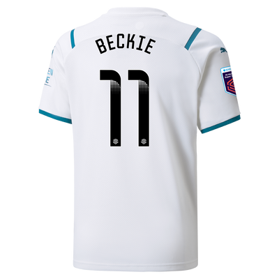 Kids Manchester City Away Shirt 21/22 with Janine Beckie printing