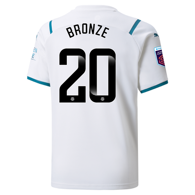 Kids Manchester City Away Shirt 21/22 with Lucy Bronze printing