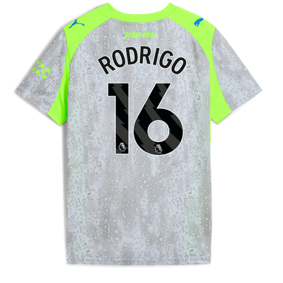 Kids' Manchester City Third Jersey 2025/26 With RODRIGO 16 Printing