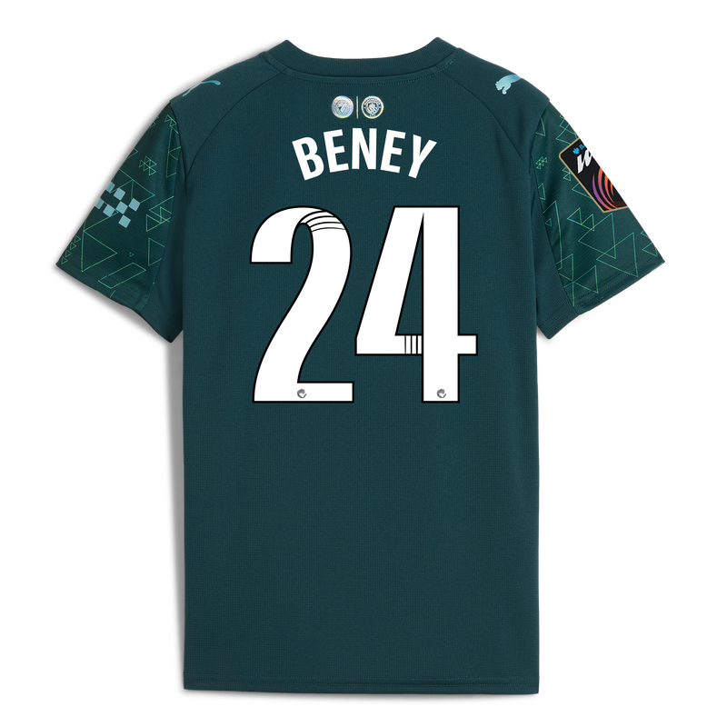Maglia bambino Man City EA SPORTS FC 2025/26 con stampa BENEY 24 verde - Scopri tutti i magliette Manchester City online - Negozio ufficiale Manchester City FC store
