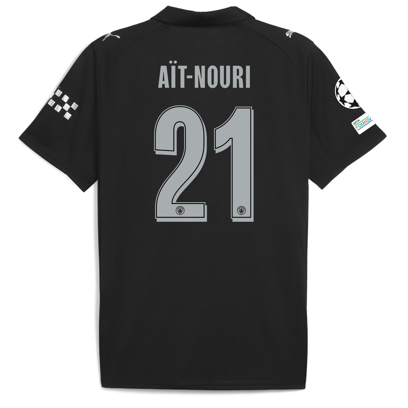Man City Away Jersey 2025/26 With AÏT-NOURI 21 Printing black - Check out all Manchester City t-shirts online - Official Manchester City FC store