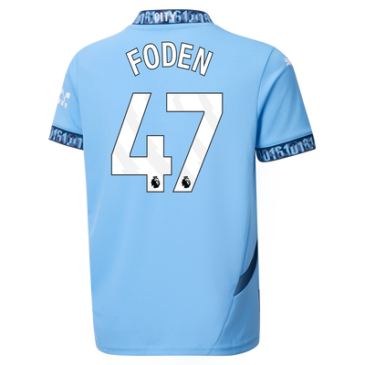 Kids' Manchester City Home Jersey 2024/25 With FODEN 47 Printing
