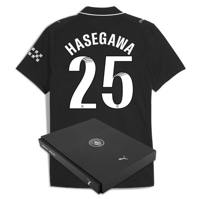 Manchester City Away Authentic Jersey 2025/26 With HASEGAWA 25 Printing in Gift Box