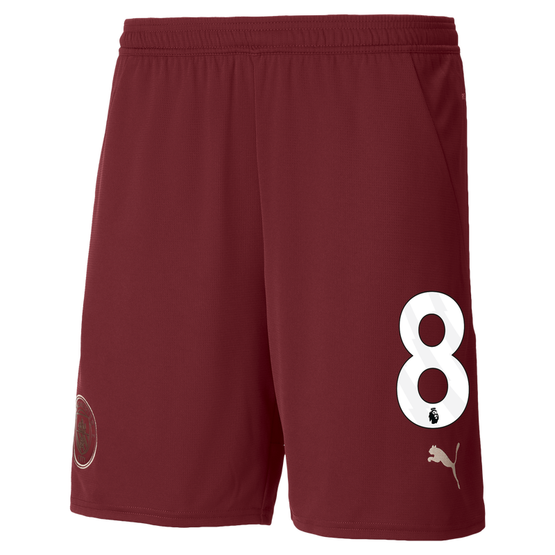 Man City Football Shorts 24/25 with #8 burgundy - Check out all Manchester City shorts online - Official Manchester City FC store