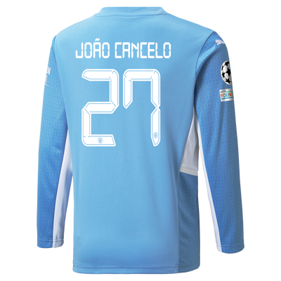 Kids Manchester City Home Longsleeve Shirt 21/22 with João Cancelo printing