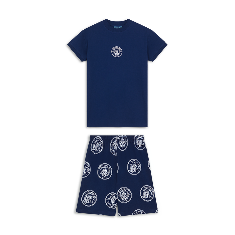 MCFC KIDS AOP CREST SS SHORT PJ - navy