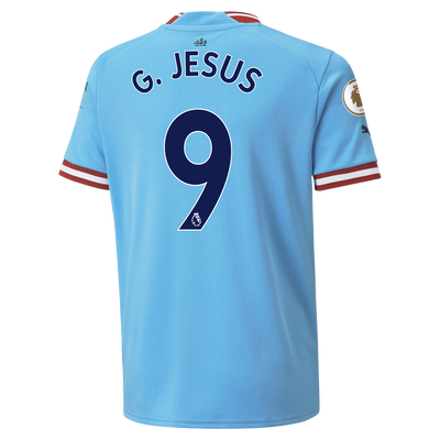 Kids' Manchester City Home Jersey 22/23 with G JESUS 9 printing
