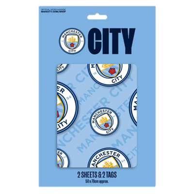 Manchester City Repeat Crest Gift Wrap Sheets with 2 Tags