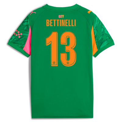 Kids' Manchester City Goalkeeper Jersey 2025/26 With BETTINELLI 13 Printing