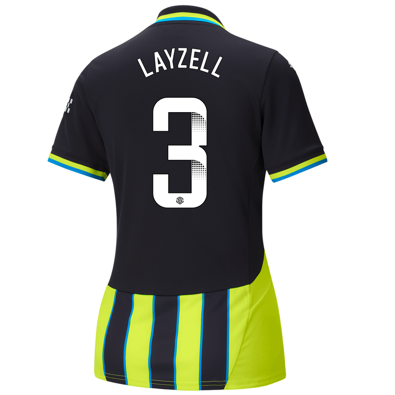 Women's Man City Away Jersey 24/25 With LAYZELL 3 Printing new navy - Check out all Manchester City t-shirts online - Official Manchester City FC store