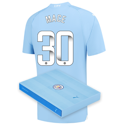 Camiseta Authentic 1ª Equipación Manchester City 2023/24 con estampado de MACE 30 en caja de regalo