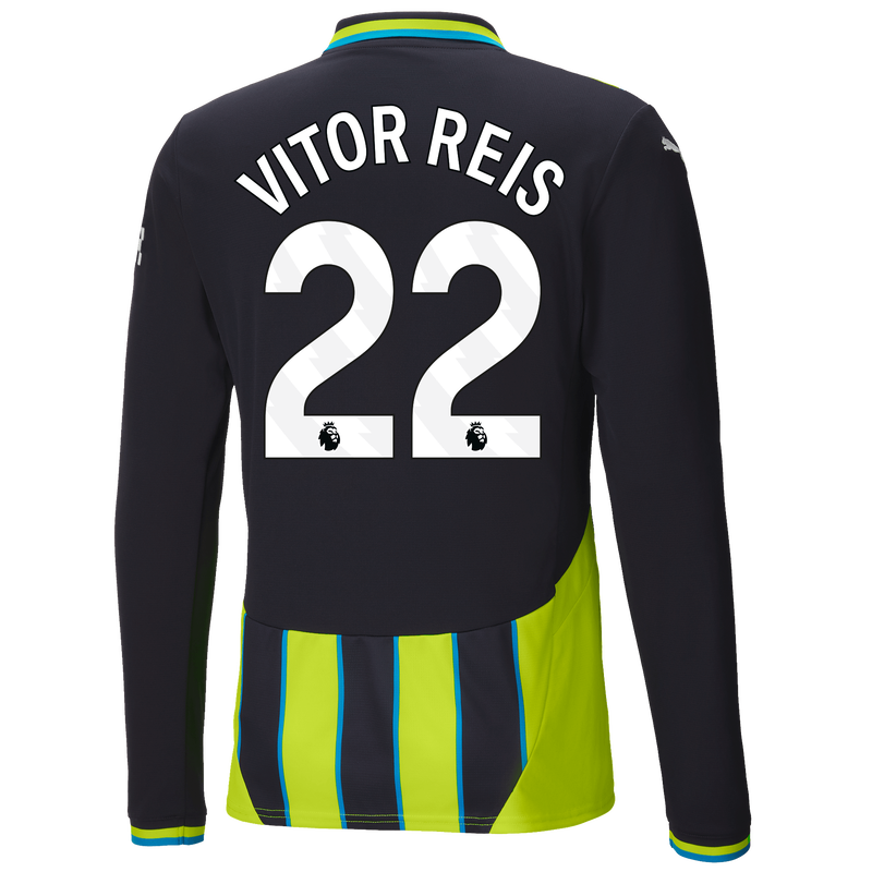 Man City Authentic Away Jersey 24/25 Long Sleeve With VITOR REIS 22 Printing new navy - Size M from polyester for males  - Official Manchester City FC store
