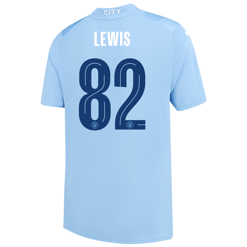 Kids Manchester City Home Jersey 2023 24 with LEWIS 82 printing