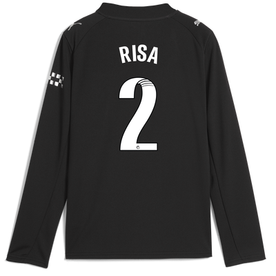 Kids' Manchester City Away Jersey 2025/26 Long Sleeve With RISA 2 Printing