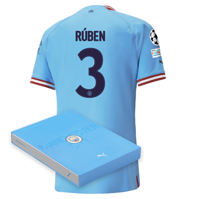 Manchester City Authentic Home Jersey 22/23 with RÚBEN 3 printing in Gift Box
