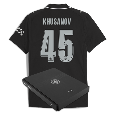 マンチェスター・シティ クサノフ　KHUSANOV 45 シャツ M キッズ マンチェスター・シティ 2025/26 アウェイ KHUSANOV 45